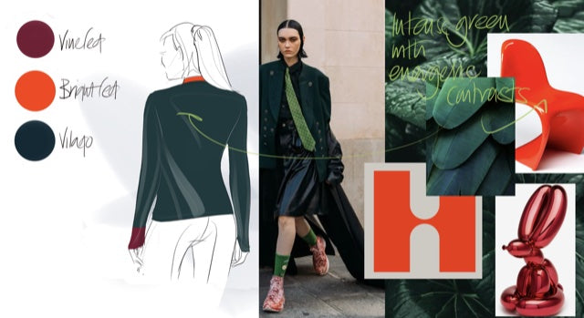 Second Skin - Pine Green with Orange and Cherry Red