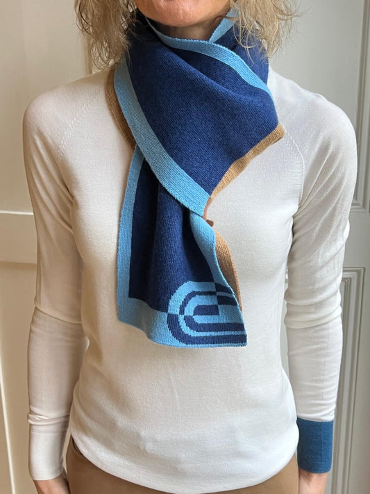 Colour Block scarf in Sea and Sand