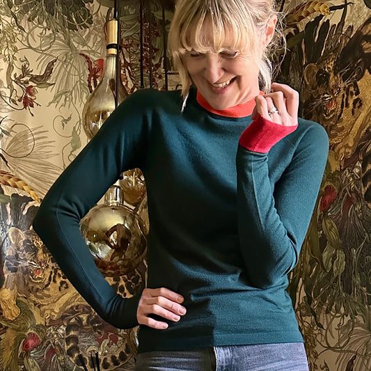 Second Skin - Pine Green with Orange and Cherry Red