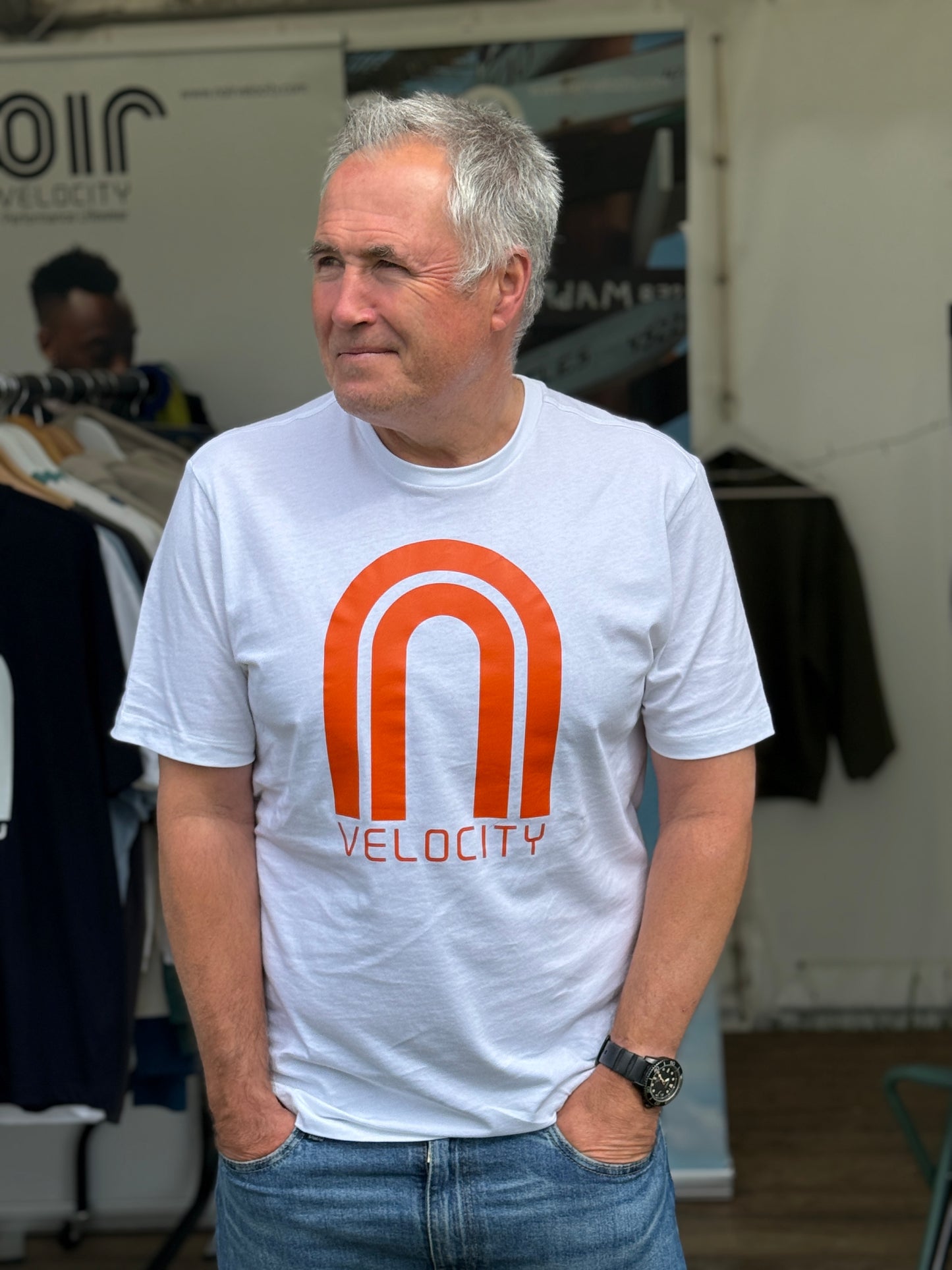 T-shirt with orange logo