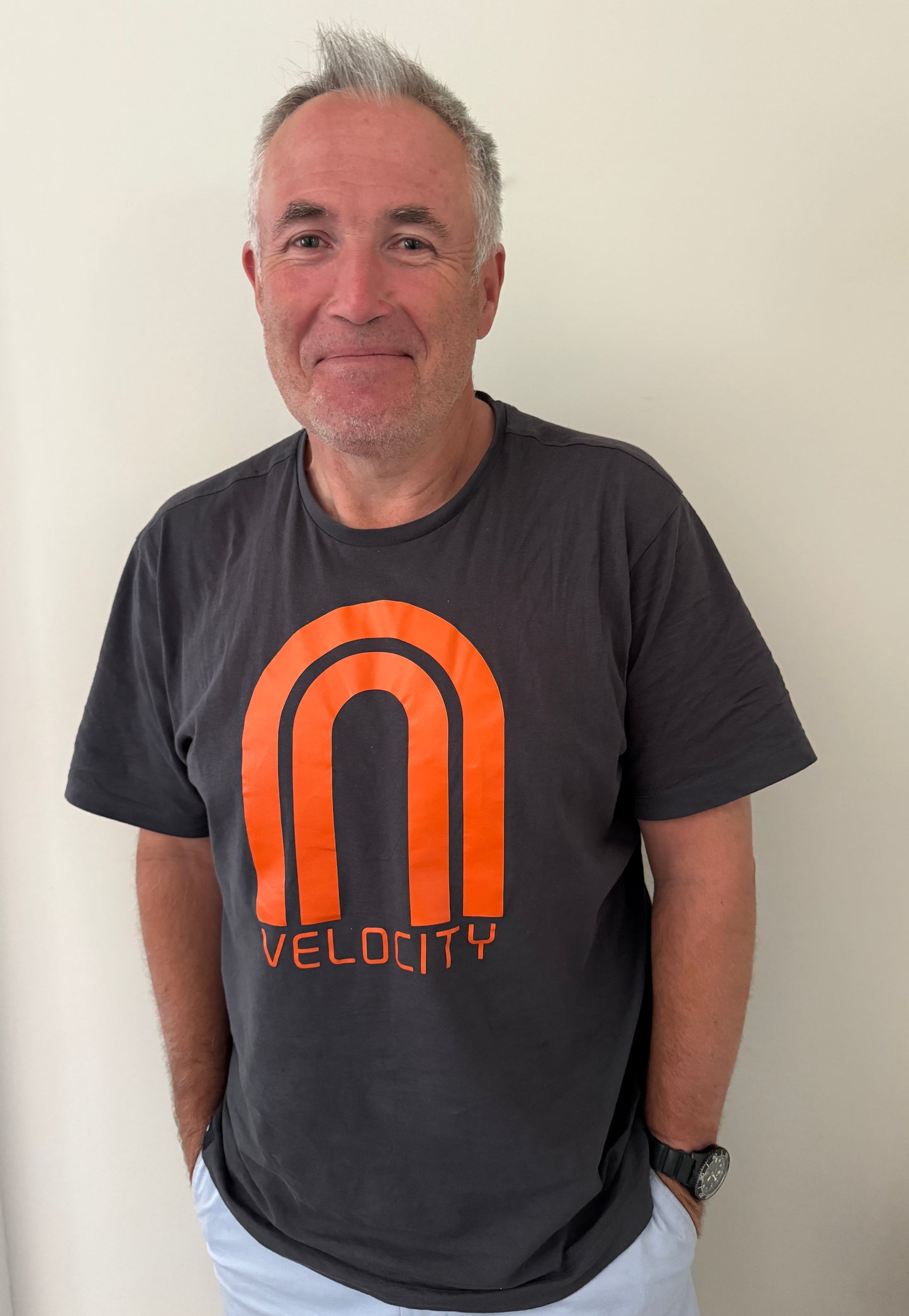 T-shirt with orange logo